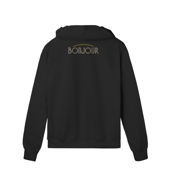 Moletom zíper com capuz Bonjour