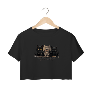 Nome do produtoCamiseta Cropped Gato Preto - Tenho quase certeza