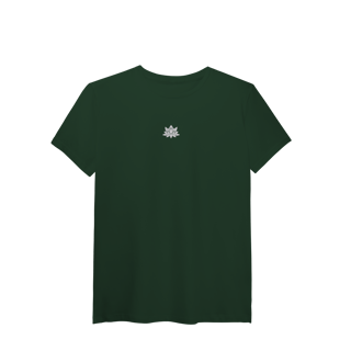 Nome do produtoCamiseta Pima (alg. Peruano) Flor de Lótus branca (efeito brilho)