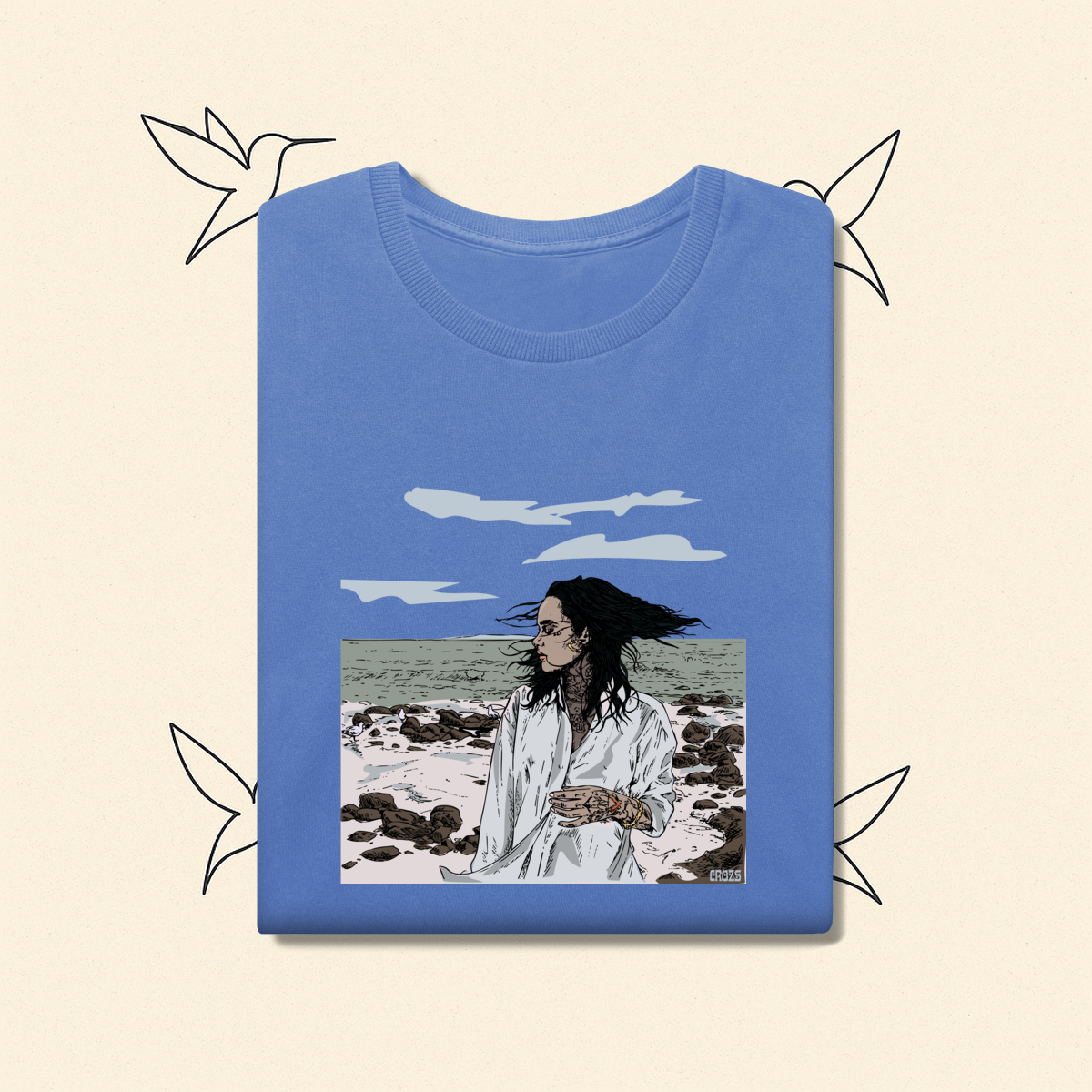 Nome do produto: Camiseta estonada Kehlani Blue Water Road