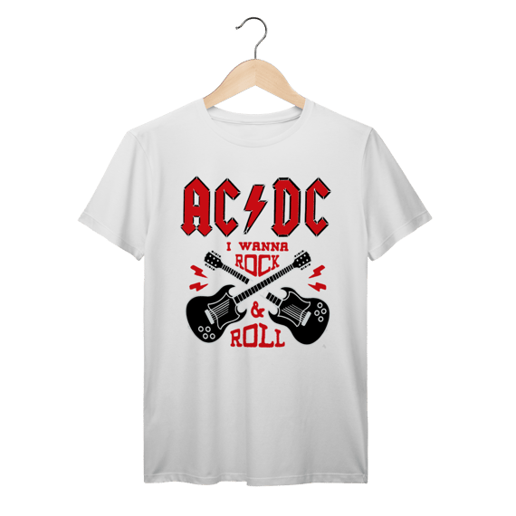 Camiseta AC/DC I Wanna Rock & Roll Vintage Algodão Prime