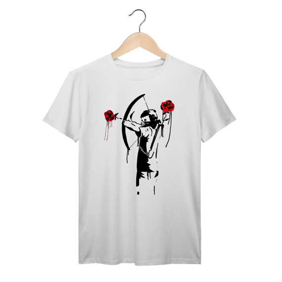 Camiseta Banksy Red Roses Arte Urbana Algodão Prime