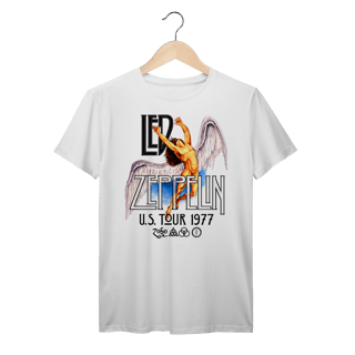 Nome do produto Camiseta Led Zeppelin Vintage Tour 1977 Angel Wings Rock Clássico Algodão Prime