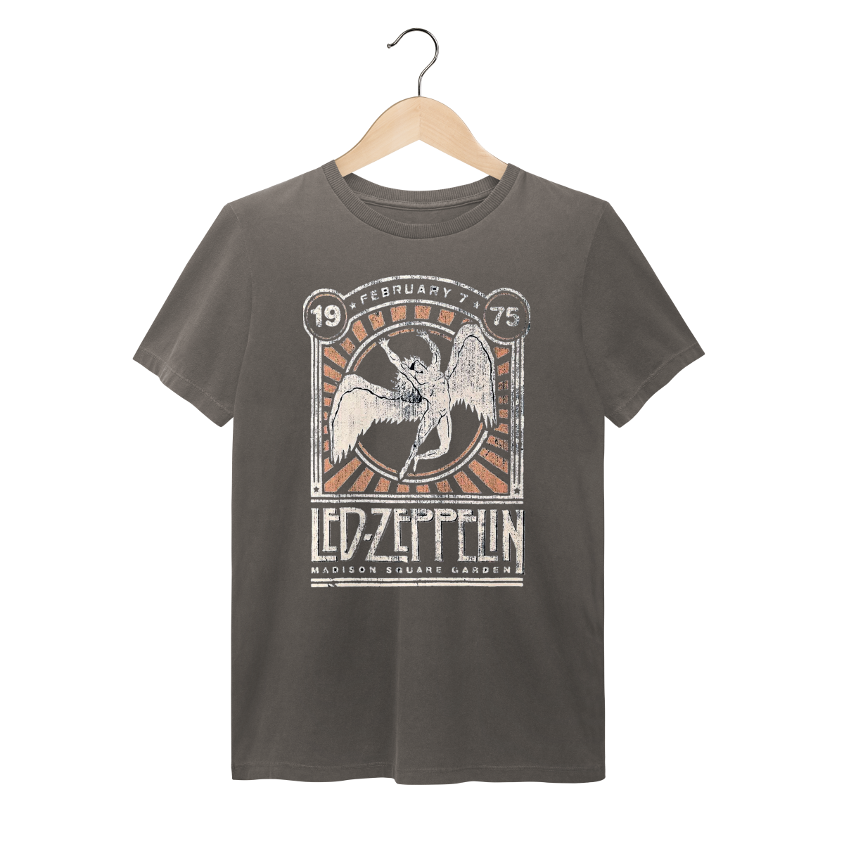 Nome do produto: Camiseta Estonada Led Zeppelin Vintage 1975 Madison Square Garden