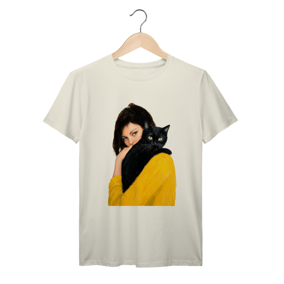 Camiseta Menina com Gato Preto Prime