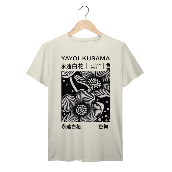 Camiseta Algodão Prime Estampa Floral preta da Yayoi Kusama