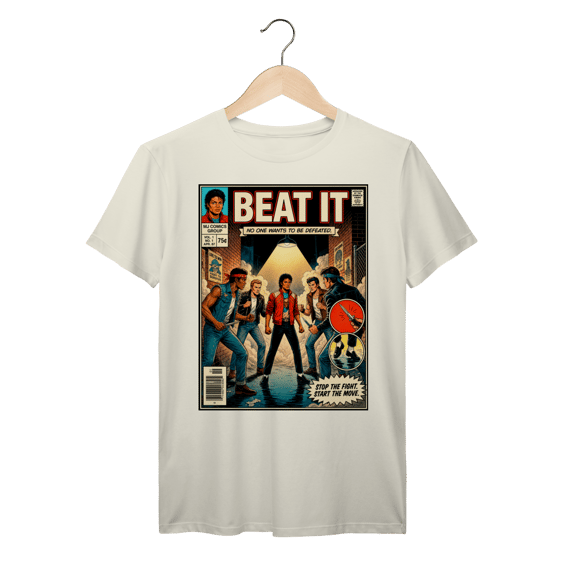 Camiseta Michael Jackson Beat It Vintage Comic Algodão Prime 