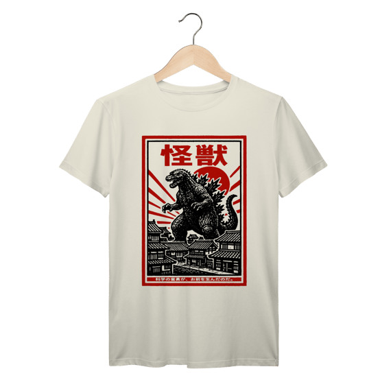Camiseta Kaiju Godzilla Vintage Japonês Algodão Prime
