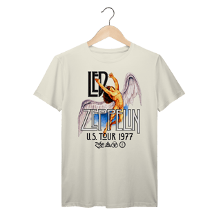 Nome do produto Camiseta Led Zeppelin Vintage Tour 1977 Angel Wings Rock Clássico Algodão Prime