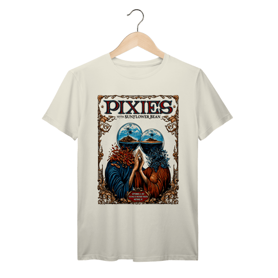 Camiseta Pixies Vintage Concert Poster Indie Rock Algodão Prime
