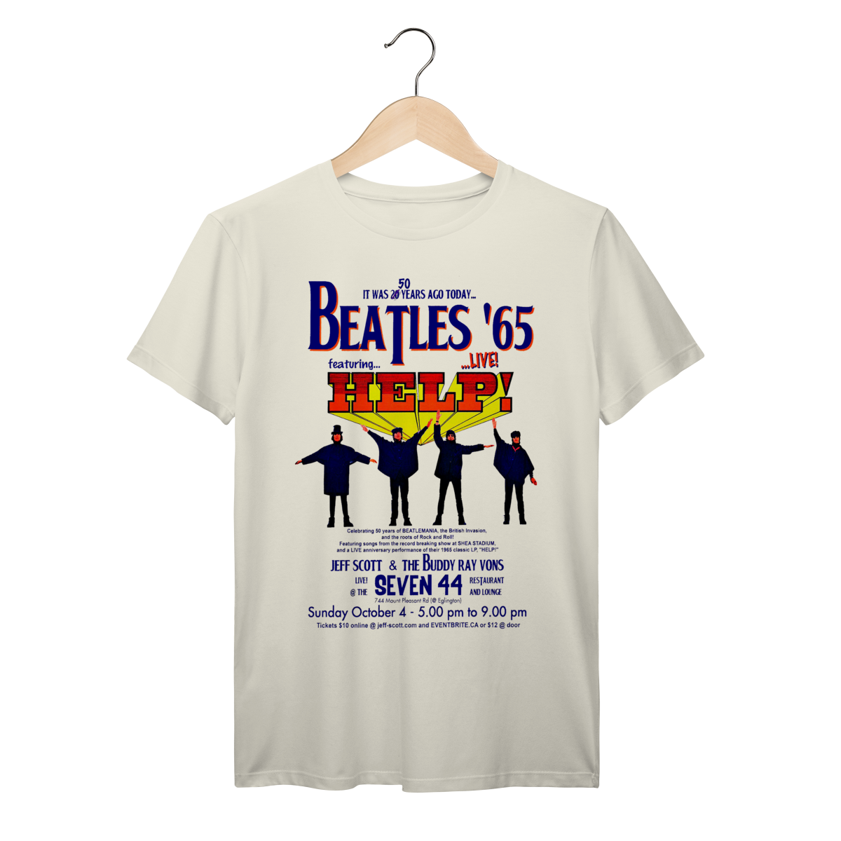 Nome do produto: Camiseta Vintage Beatles Help 1965 Concert Algodão Prime