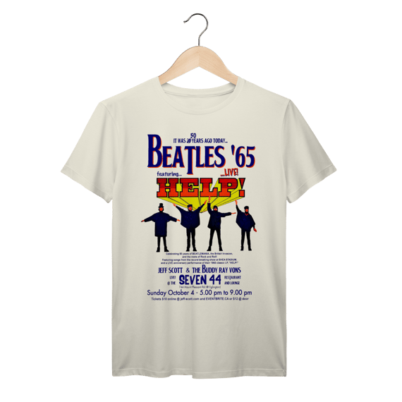 Camiseta Vintage Beatles Help 1965 Concert Algodão Prime