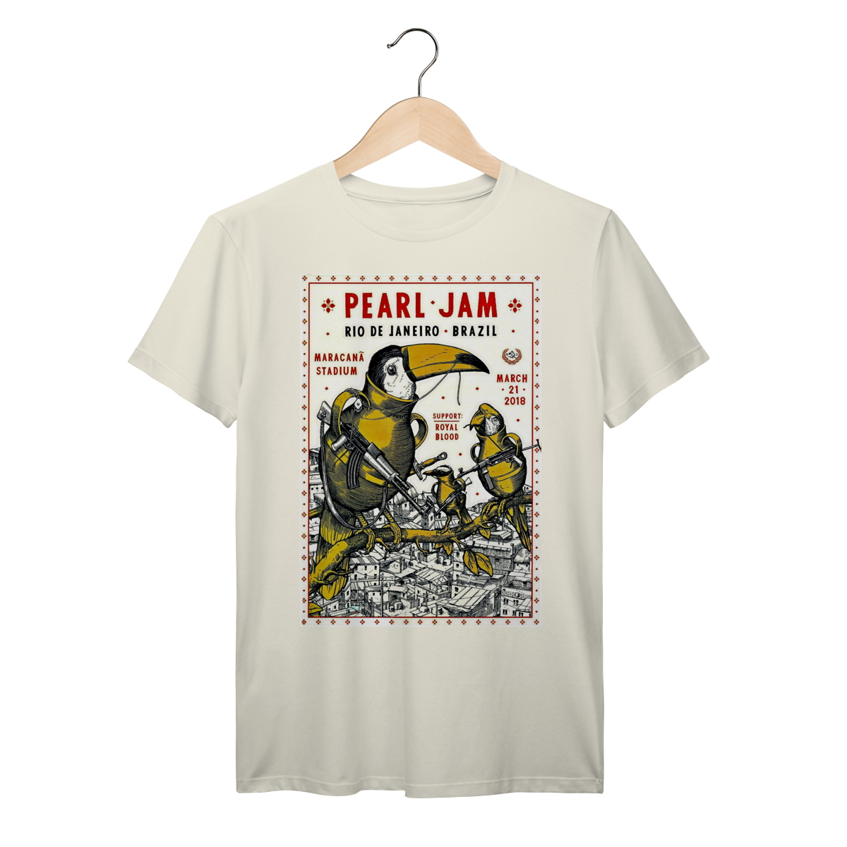 Nome do produto: Camiseta Pearl Jam Maracanã 2018 Vintage Rock 100% algodão Prime