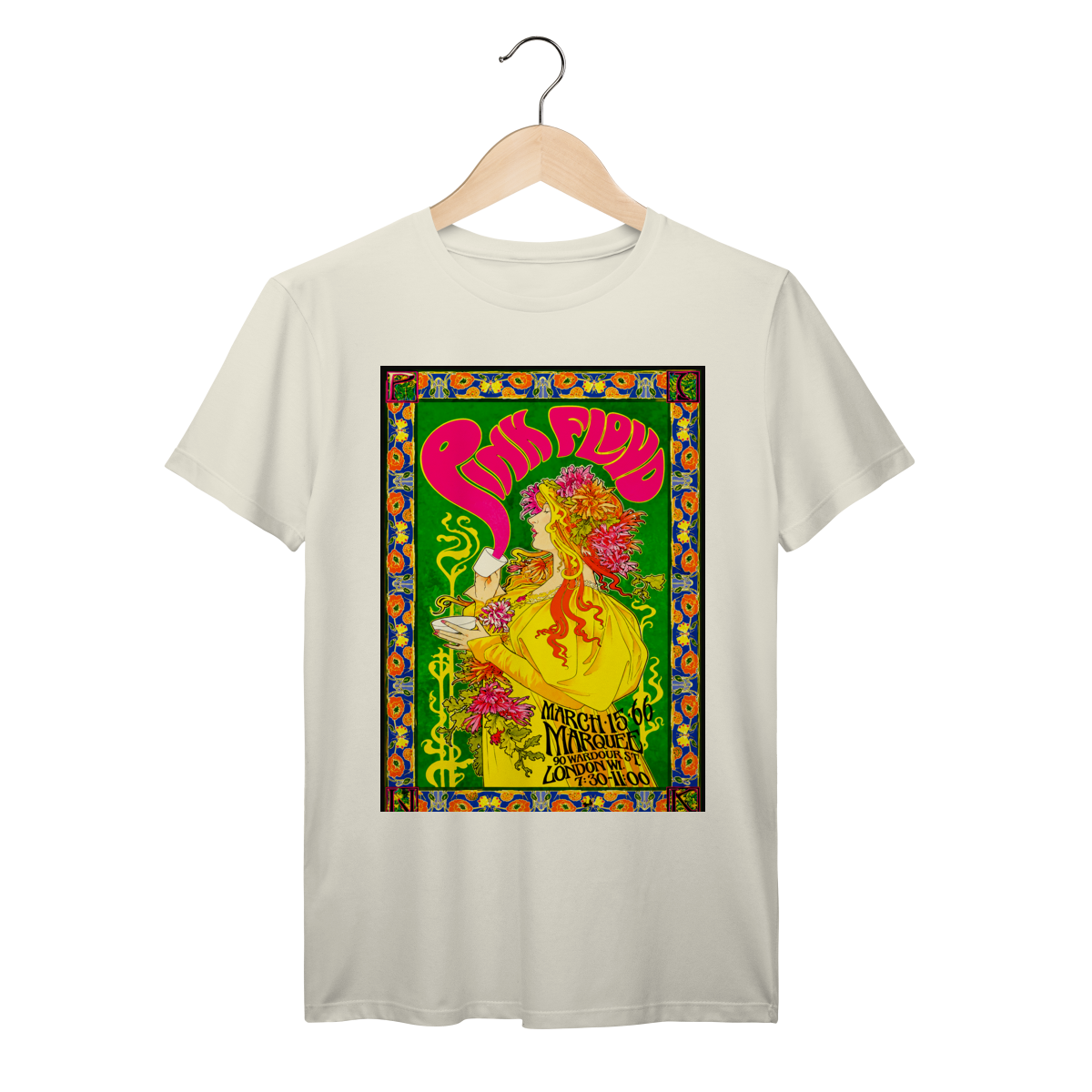 Nome do produto: Camiseta Pink Floyd Art Nouveau Vintage Streetwear Algodão Prime