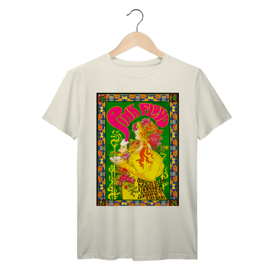 Camiseta Pink Floyd Art Nouveau Vintage Streetwear Algodão Prime