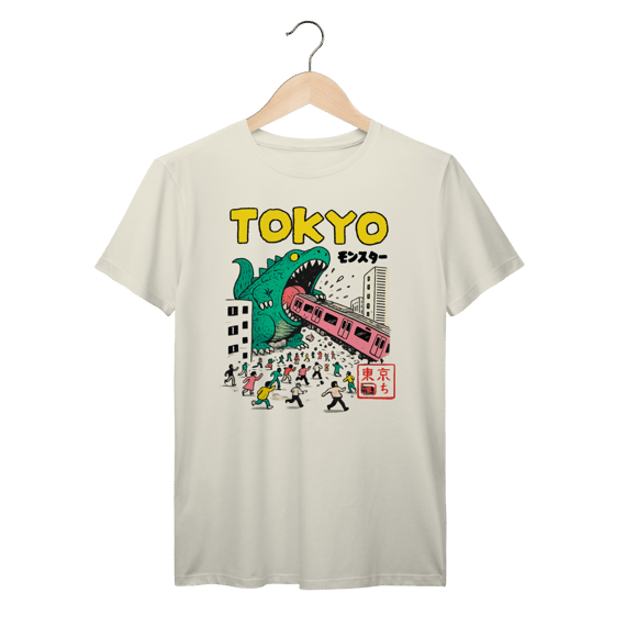 Camiseta Godzilla Retrô Japão Streetwear Anime Algodão Prime