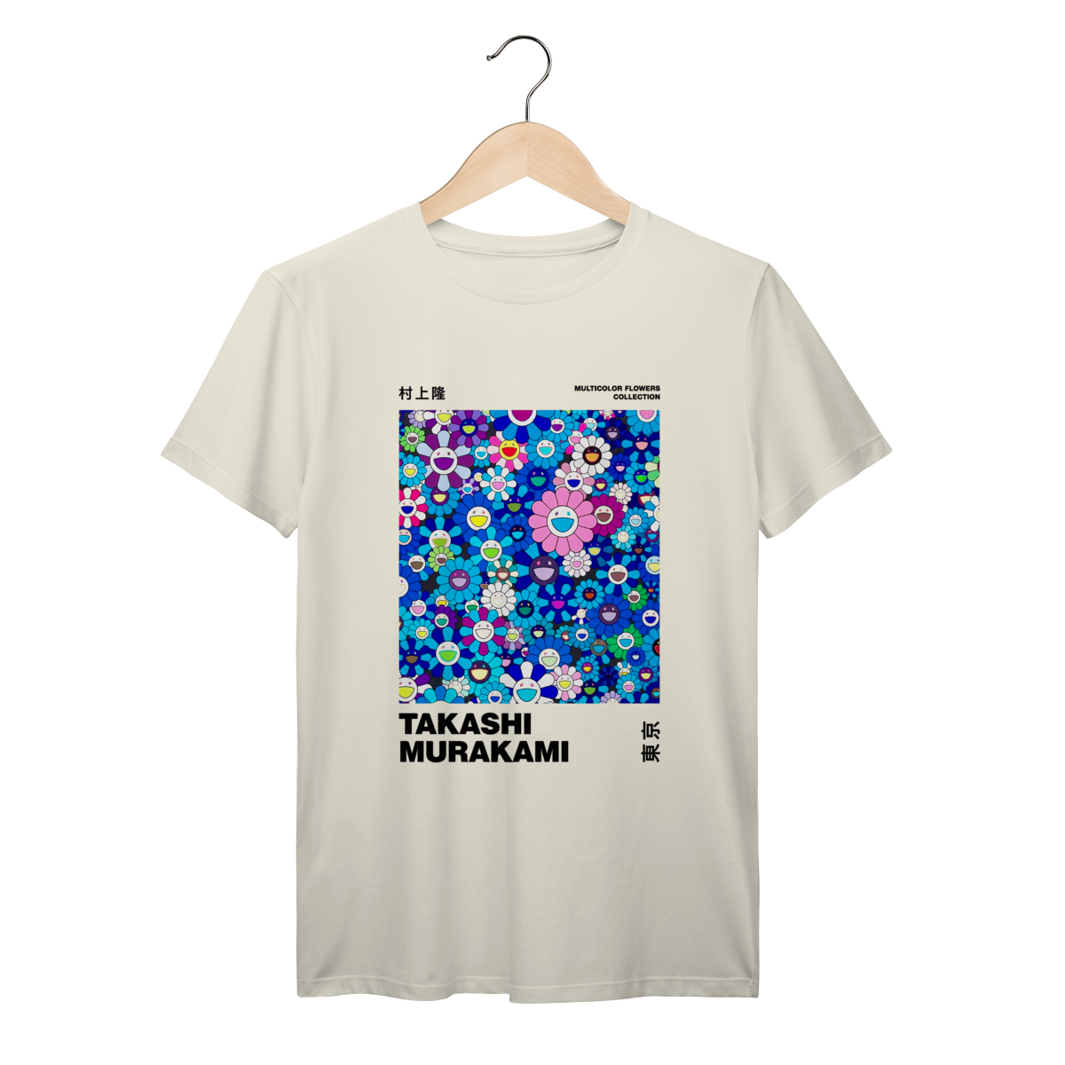 Nome do produto: Camiseta Takashi Murakami Blue Flowers Algodão Prime