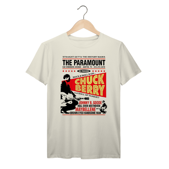 Camiseta Chuck Berry Johnny B. Goode Vintage | Rock and Roll Clássico Algodão Prime