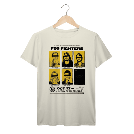 Camiseta Foo Fighters Vintage Concert Poster Dave Grohl Rock Alternativo Algodão Prime