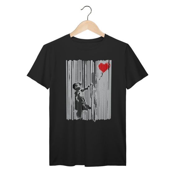 Camiseta Banksy Menina com Balão auto destruição leilão Prime 