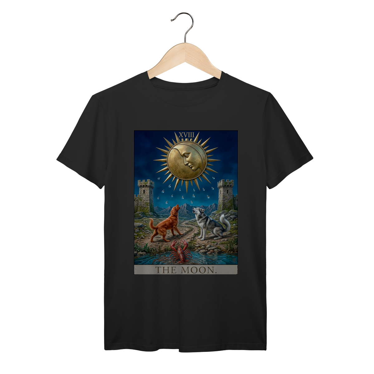 Nome do produto: Camiseta de Tarô: A Lua - Camiseta unissex 100% algodão Prime