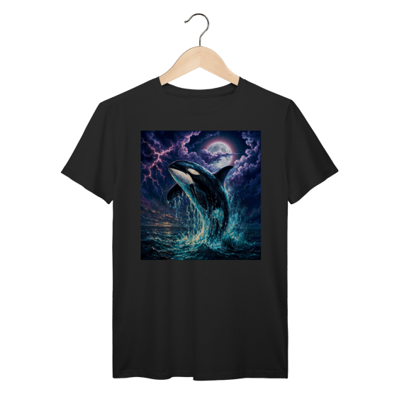 Camiseta vintage com estampa de orca à meia-noite dos anos 90, camiseta retrô de orca algodão prime