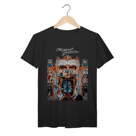 Camiseta Michael Jackson Dangerous Vintage King of Pop Album Art 100% Algodão Prime