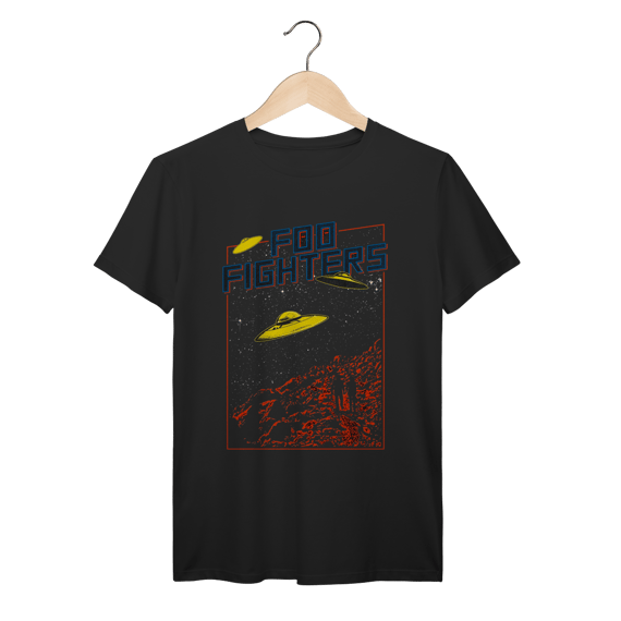 Camiseta Foo Fighters UFO Vintage Alien Encounter Sci-Fi Rock Algodão Prime
