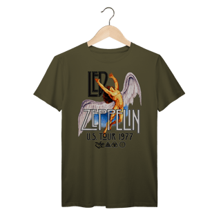 Nome do produto Camiseta Led Zeppelin Vintage Tour 1977 Angel Wings Rock Clássico Algodão Prime