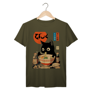 Nome do produto Camiseta Gato Ramen Japonês Anime Vintage Algodão Prime