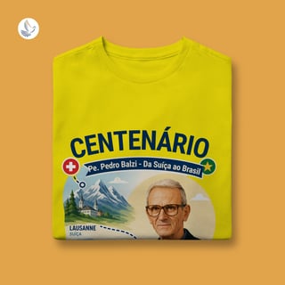 Nome do produto Camiseta Centenário Padre Pedro Balzi - Trajetória Suíça ao Piauí (infantil 10 a 14))