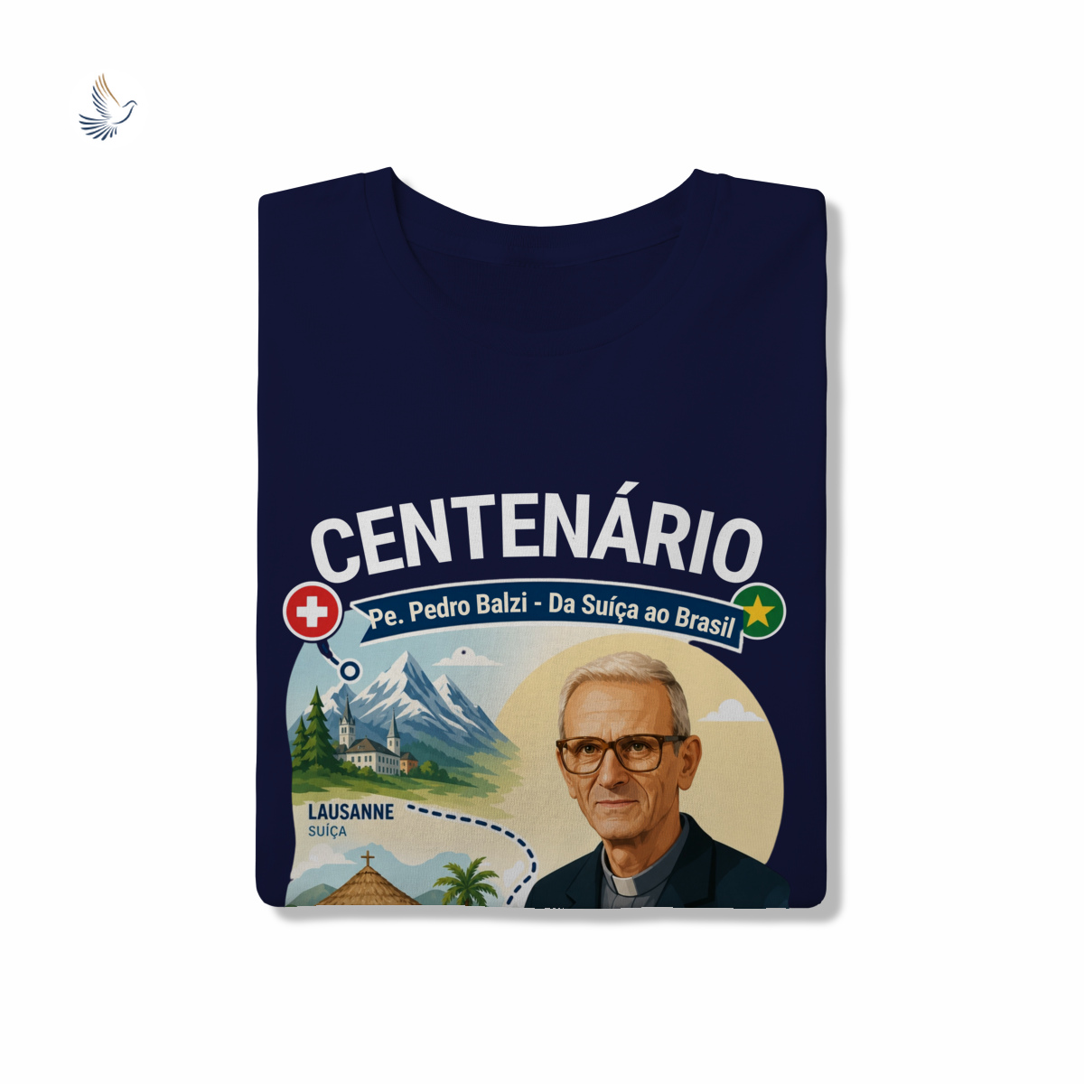 Nome do produto: Camiseta Centenário Padre Pedro Balzi - Trajetória Suíça ao Piauí (QL)