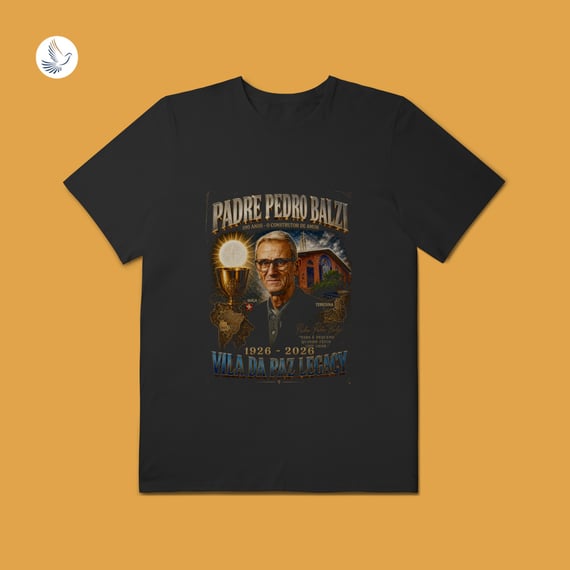 Camiseta Padre Pedro Balzi - Legado e Fé Eucarística (PLUS)