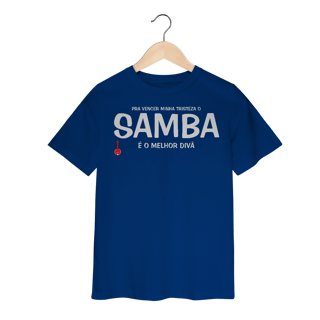 Nome do produto Camiseta Infantil Pra vencer Minha Tristeza o Samba é o Melhor Divã