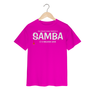 Nome do produto Camiseta Infantil Pra vencer Minha Tristeza o Samba é o Melhor Divã