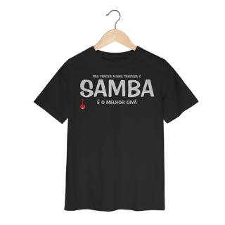 Nome do produto Camiseta Infantil Pra vencer Minha Tristeza o Samba é o Melhor Divã