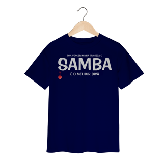 Nome do produto Camiseta Infantil Pra vencer Minha Tristeza o Samba é o Melhor Divã