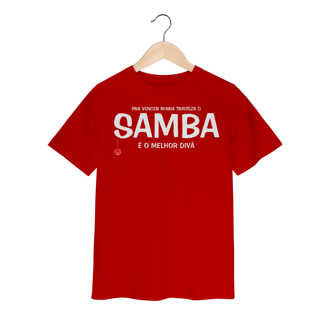 Nome do produto Camiseta Infantil Pra vencer Minha Tristeza o Samba é o Melhor Divã
