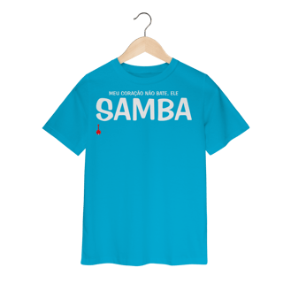 Nome do produto Camiseta Infantil Meu Coração Não Bate, Ele Samba