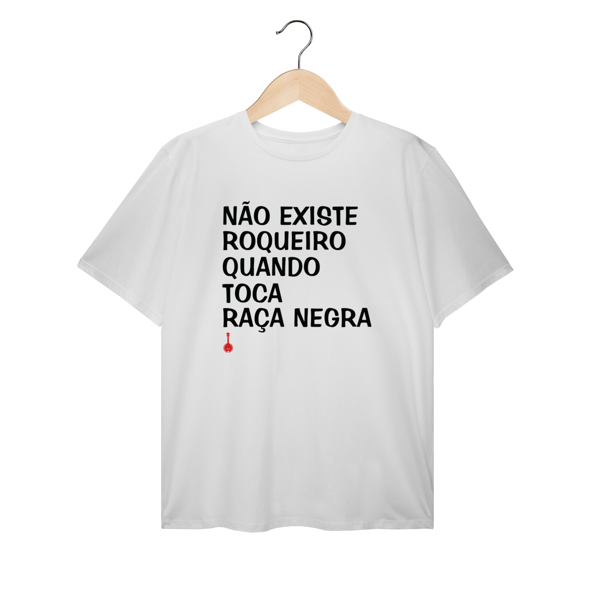 Nome do produto: Camiseta Plus Size Não Existe Roqueiro Quando Toca Raça Negra