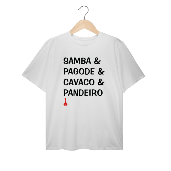 Camiseta Plus Size Samba e Pagode e Cavaco e Pandeiro