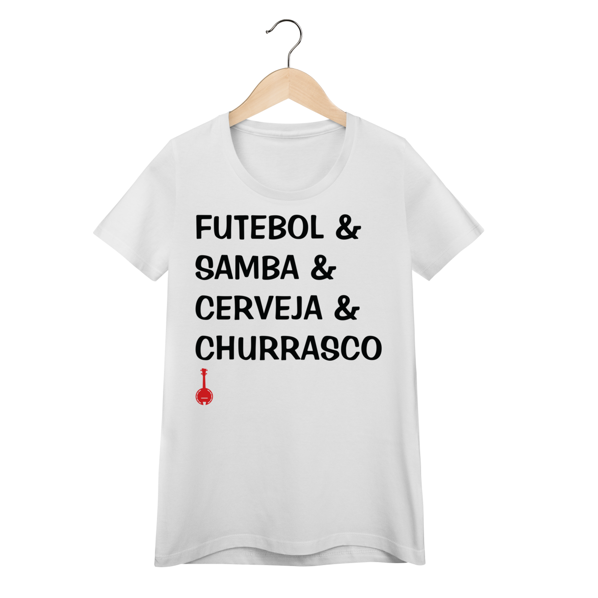 Nome do produto: Camiseta Feminina Baby Look Futebol e Samba e Cerveja e Churrasco