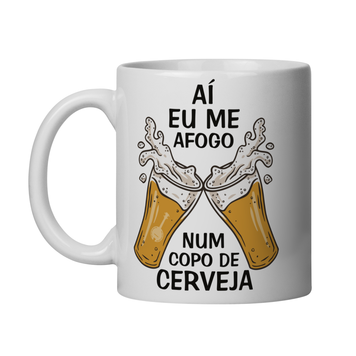 Nome do produto: Caneca Aí Eu Me Afogo Num Copo de Cerveja