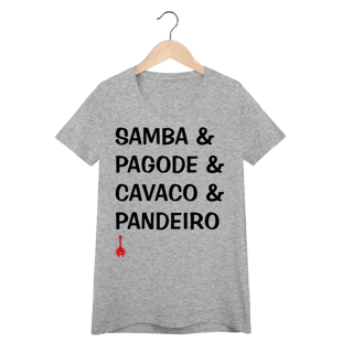Nome do produto Camiseta Feminina Baby Look Samba e Pagode e Cavaco e Pandeiro