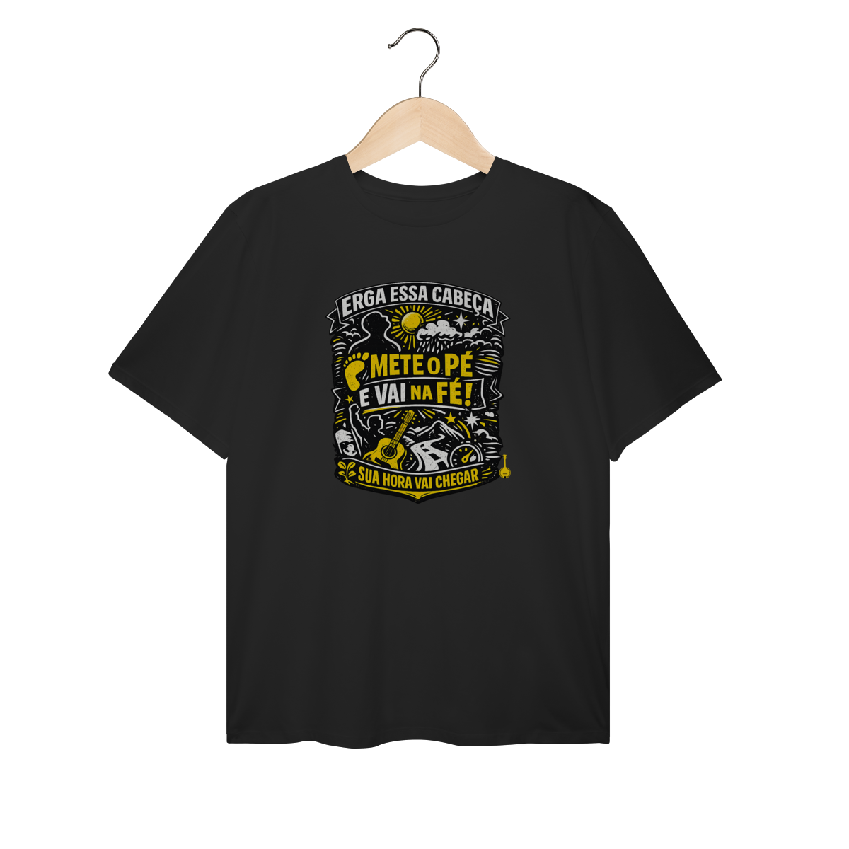 Nome do produto: Camiseta Plus Size Erga Essa Cabeça Mete o Pé e Vai Na Fé
