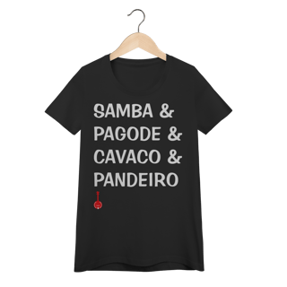 Nome do produto Camiseta Feminina Baby Look Samba e Pagode e Cavaco e Pandeiro
