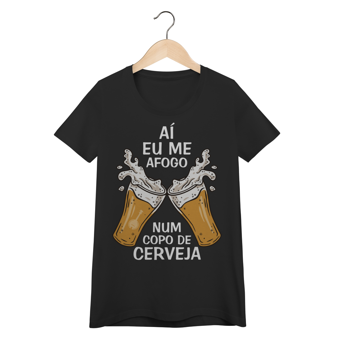 Nome do produto: Camiseta Feminina Baby Look Aí Eu Me Afogo Num Copo de Cerveja