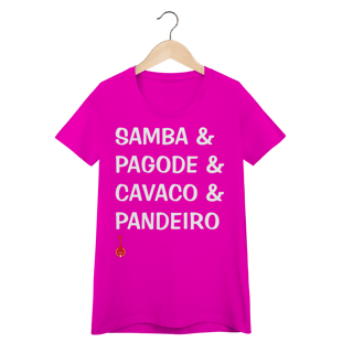 Nome do produto Camiseta Feminina Baby Look Samba e Pagode e Cavaco e Pandeiro