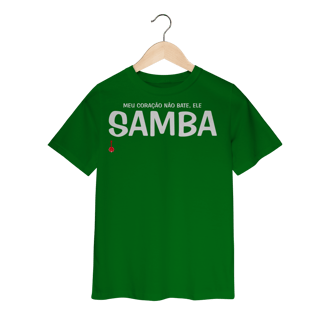 Nome do produto Camiseta Infantil Meu Coração Não Bate, Ele Samba