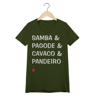 Nome do produto Camiseta Feminina Baby Look Samba e Pagode e Cavaco e Pandeiro